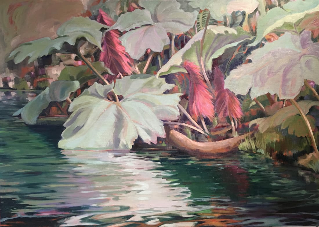 Jungle landscape,water tropical painting